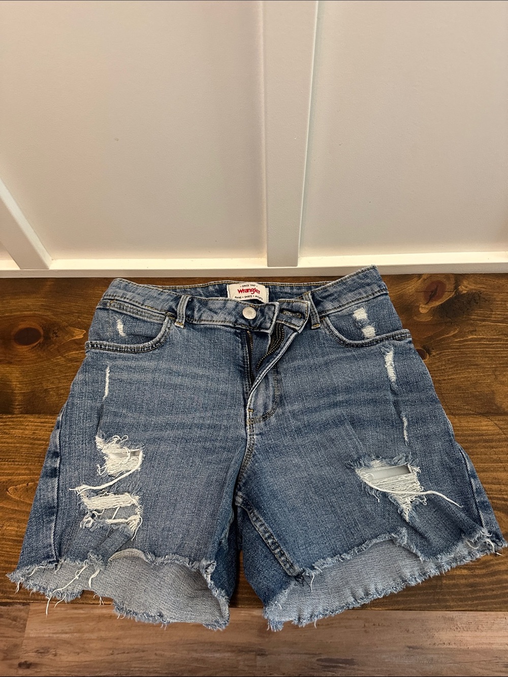 Wrangler Women's Blue Distressed Cutoff Jean Shorts